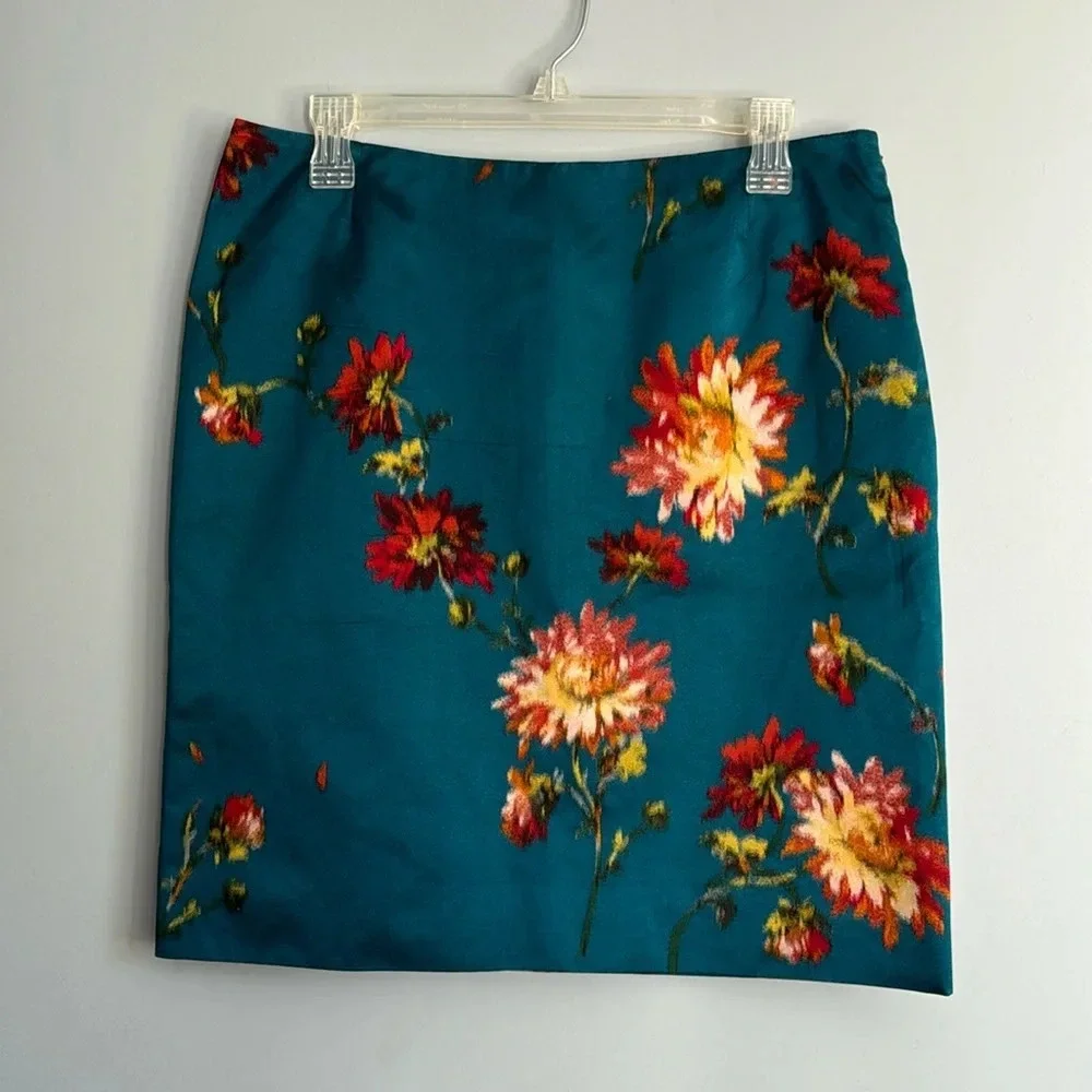Dolce & Gabbana Blue Floral Silk Skirt Size 44 Vintage